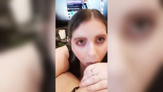 Alt Girl Doing Breath Play & Deepthroating Blowjob In Latex Dress - 8 image