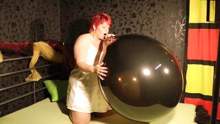 Annadevot - Black Balloon, golden heels, red fingernails