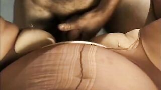 Nasty lard-bucket with pink hair put a halter upon guy