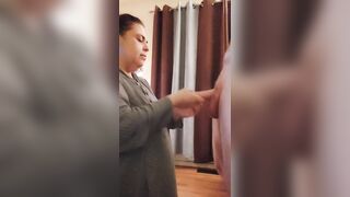 Hot Redhead Milf gives an amazing sloppy blowjob, oily hand job and takes a big facial - 10 image