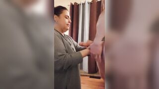 Hot Redhead Milf gives an amazing sloppy blowjob, oily hand job and takes a big facial - 13 image