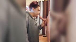 Hot Redhead Milf gives an amazing sloppy blowjob, oily hand job and takes a big facial - 4 image