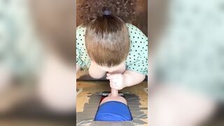 gloryhole sub slut wife sucks and tittyfucks  stranger cum on tits - 10 image