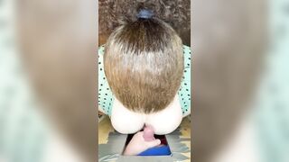 gloryhole sub slut wife sucks and tittyfucks  stranger cum on tits - 14 image