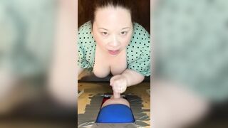 gloryhole sub slut wife sucks and tittyfucks  stranger cum on tits - 9 image