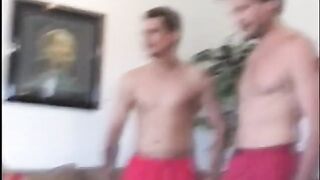 Two randy guys drill BBW's ass in the living room - 5 image