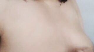 Nipple play with ice cube. Boobs play. Natural big tits. Thick Asian. Model Rebecca - 8 image