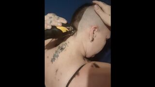 Buzz cut with clippers and then razor shaved smooth - 1 image