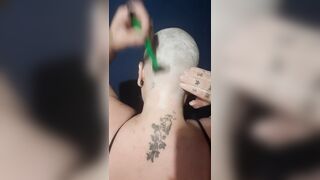 Buzz cut with clippers and then razor shaved smooth