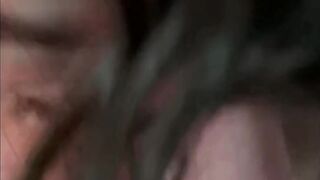 On her knees, taking it down her throat  and swallow. - 12 image