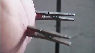 Brunette with massive udders fondled and tethered in chamber - 15 image