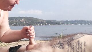 jerking off and sucking cock on a public beach 4 - 3 image
