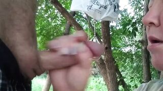 jerking off my cock under the trees after work 3 - 1 image