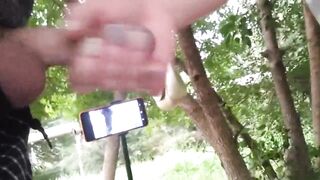 jerking off my cock under the trees after work 3 - 2 image