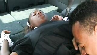 Honey gets twat sucked and fingered in the back of car - 5 image