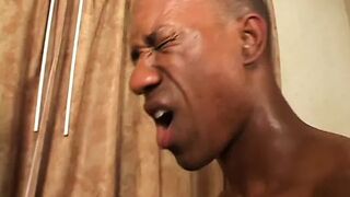 Big booty girl loves sucking a big black cock on her couch - 1 image