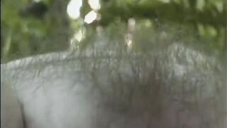 Naughty bbw with big tits gives a guy a blowjob in the forest - 12 image