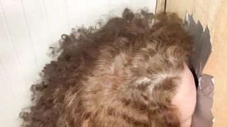 Bbw slut wife sucking heavy cummer at glory hole - 10 image