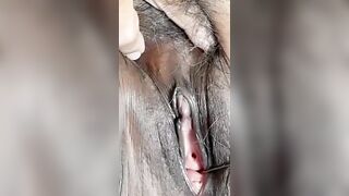 Watch me have an intense orgasm with my tiny pink dildo on my mature Latina hairy pussy, - 8 image