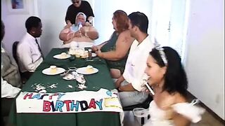 Guy is covered in silly string and getting jerked off - 1 image