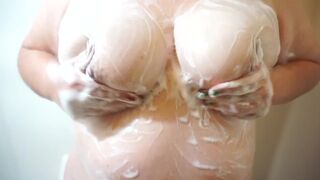 Latina Soapy Boob Massage In The Shower - 1 image