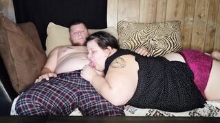 Beautiful BBW MILF gets woke up with a JUICY HARD COCK to SUCK!!!! SWALLOWS it all!! - 12 image