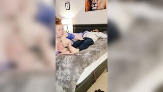Wake Daddy from nap with foot worship and cock sucking. CUM all over my face - 5 image