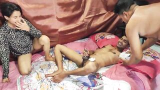 Stepsister gets a creampie and facial while playing the sex game with two boys and one girl - 15 image