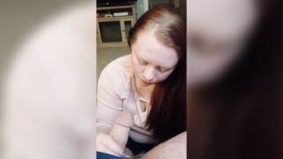 Closeup blowjob looking into camera blue eyes - 4 image