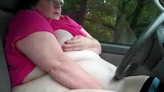BBW masturbating in car park several times - 1 image