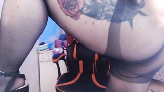 Thick chic teasing you with ass in pantyhose - 12 image