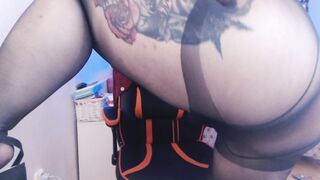 Thick chic teasing you with ass in pantyhose - 14 image