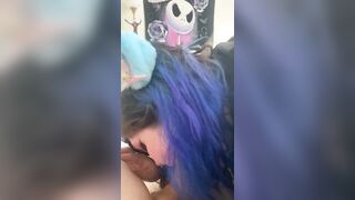 Blue Hair goth girlfriend teasing thick cock - 4 image