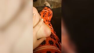 Rubbing my dry cold feet during the winter storm