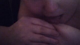 Girl licks and sucks her own nipple - 6 image