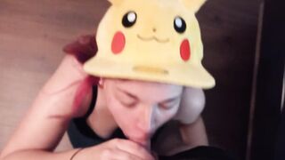spontaneous blowjob from an Austrian teen with pikachu cap