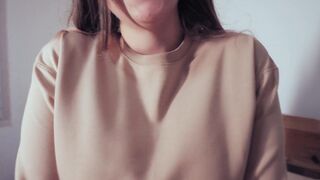 Evening sex with my wife in a sweatshirt and socks. Cum on big tits. I love her thighs! - 6 image