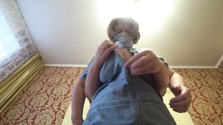 Hot mature BBW MILF with hairy pussy and big boobs fucks her holes with a dildo