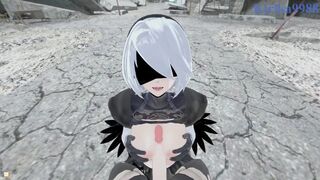 2B and A2 have deep sex in the city. - Nier: Automata POV Hentai - 3 image