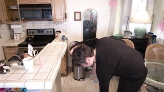 Stepmom stuck in the garbage can needs sex to get free - 3 image