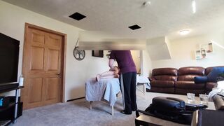 Pregnant hotwife Cucks her Husband by setting up a camera and seduces her massage therapist - 5 image