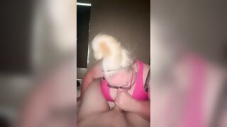 Fat ass bbw roommate gets leggings ripped and rides cock - 10 image
