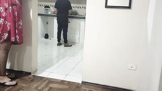 Cuckold fucking my best friend's wife while she is in the kitchen What a good woman she has - 5 image