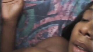 Dark skin MILF tastes white cock and gets her tits creamed - 5 image