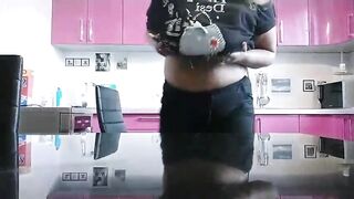 Hot BBW mom Playing in the kitchen after work - 2 image