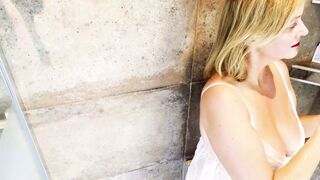 Mommy. I saw you masturbating your hairy cunt under the shower. - 1 image