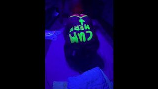 Big booty milf in neon paint fucks under black light