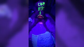 Big booty milf in neon paint fucks under black light