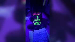 Big booty milf in neon paint fucks under black light