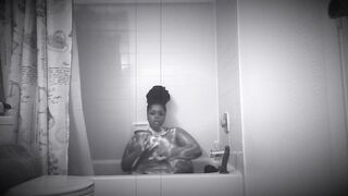 21 year old thick bbw strip teasing + toy fucking in the shower - 12 image